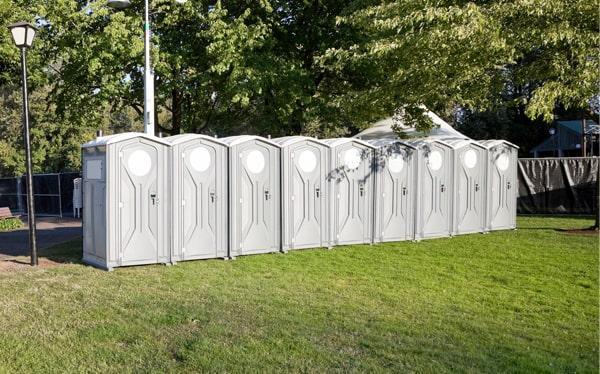Row of festival porta potties
