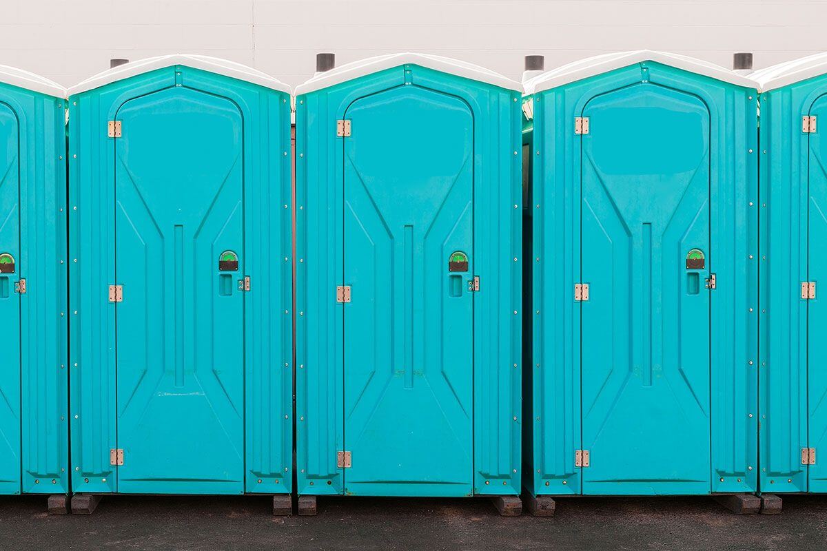 Industrial portable restroom units at a plant in Owensboro, Kentucky