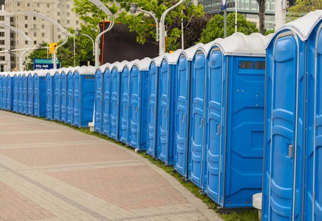Seasonal porta potty units set up at a Owensboro, Kentucky venue